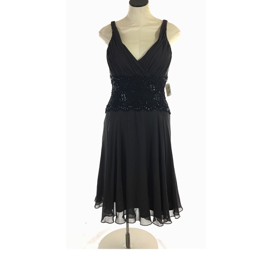 New Tadashi Shoji Black Silk Occasion Night Dress
